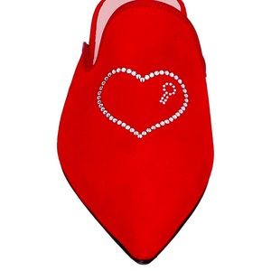 Pretty Ballerinas Luxury Red Suede Mules Clogs with SwarovskiCrystals shoes 9 US
